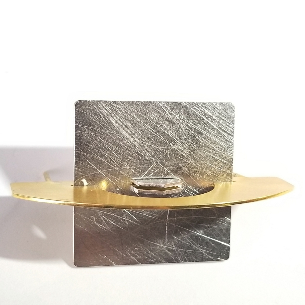 Elizabeth Garvin sculptural brooch gold silver pin modernist modern mod